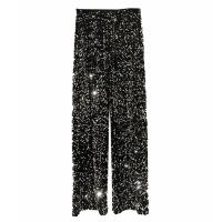 Spandex High Waist Wide Leg Trousers loose Sequin : PC