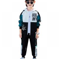 Cotton Boy Clothing Set & two piece Pants & coat printed patchwork Set