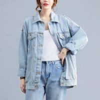 Denim Manteau femmes Solide bleu clair pièce