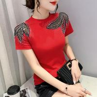 Cotton Slim & Plus Size Women Short Sleeve T-Shirts & with rhinestone PC