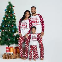 Polyester Parent-Child Cloth Set christmas design & two piece printed letter red Set