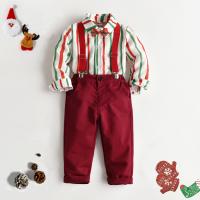 Cotton Boy Clothing Set & three piece Necktie & suspender pant & top striped Set