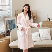 Flanel & Polyester Vrouwen Robe Afgedrukt Dot Roze stuk