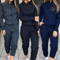 Polyester Vrouwen Casual Set Lange broek & Jas Lappendeken Solide meer kleuren naar keuze Instellen