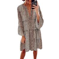 Poliéster Vestido de una pieza, impreso, leopardo, gris,  trozo