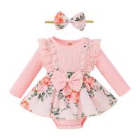 Baumwolle Baby-Kleidung-Set,  Baumwolle, Stirnband & Teddy, Patchwork, Floral,  Festgelegt