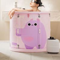 Aluminium Alloy & PVC heat preservation Foldable Bathtub printed Cartoon purple PC