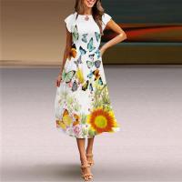 Polyester One-piece Dress large hem design & loose printed PC