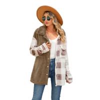 Polyester Vrouwen Jas Lappendeken Plaid Camel stuk