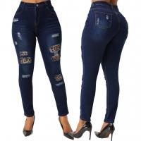 Katoen Vrouwen Jeans Solide diepblauw stuk