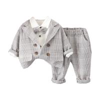 Coton Ensemble de vêtements de garçon Pantalon & Retour au début & Manteau Patchwork Plaid plus de couleurs pour le choix Ensemble