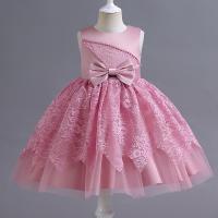 Polyester Princess Girl One-piece Dress with bowknot PC