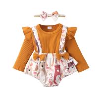 Cotton Slim Girl Clothes Set & two piece Hair Band & Pants & top patchwork Set