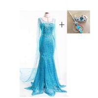 Polyester Abdomen-flat Women Princess Costume patchwork blue PC