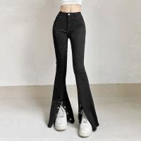 Cotton Women Long Trousers slimming patchwork black PC