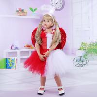 Polyester Costume de princesse d’enfants Aile & accessoires capillaires & Jupe Patchwork rouge et blanc Ensemble