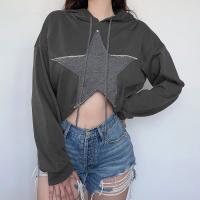 Algodón Mujeres Sudaderas, labor de retazos, patrón de estrellas, gris,  trozo