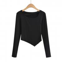 Polyester Slim Women Long Sleeve T-shirt patchwork Solid PC