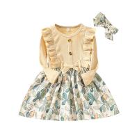 Cotton Slim Girl One-piece Dress & two piece Hair Band & skirt Set