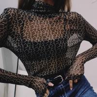 Polyester Slim Women Long Sleeve T-shirt printed black PC