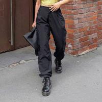 Cotton High Waist Women Long Trousers patchwork Solid PC