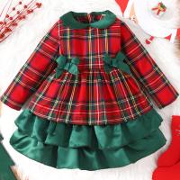 Polyester Robe d’une seule pièce de fille Plaid Rouge pièce