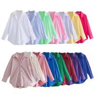 Polyester Women Long Sleeve Shirt & loose Solid PC