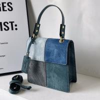 PU Leather Handbag soft surface & attached with hanging strap blue PC