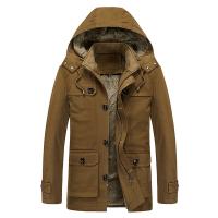 Cotton Men Coat fleece & mid-long style Solid PC