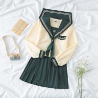 Polyester Schoolgirl Costume & two piece skirt & top Set