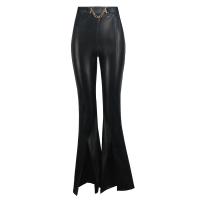 Cuero de la PU Pantalones Largos Mujer, Sólido, negro,  trozo