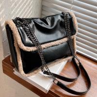 PU Leather Shoulder Bag with chain & soft surface Solid PC