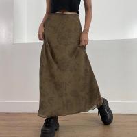 Polyester Rok Afgedrukt Rillen Brown stuk