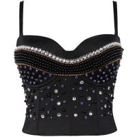 Polyester Camisole & with rhinestone black PC