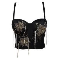 Polyester Slim Camisole & with rhinestone black PC