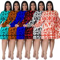 Polyester Einteiliges Kleid, Gedruckt, Floral, mehr Farben zur Auswahl,  Stück