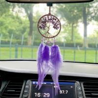 Pierres précieuses & Plume & Plastique Ornements suspendus de voiture Violet pièce