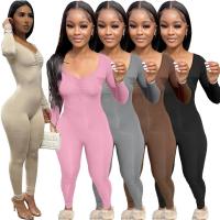 Polyester Long Jumpsuit,  Baumwolle, Solide, mehr Farben zur Auswahl,  Stück