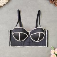 Polyester Slim Camisole & with rhinestone black PC