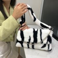 Plush Shoulder Bag with chain & soft surface zebra pattern PC