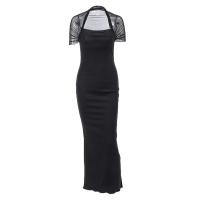 Polyester Waist-controlled & Slim Sexy Package Hip Dresses patchwork Solid black PC