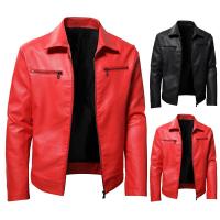 PU Leather Plus Size Men Coat & loose Solid PC