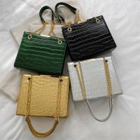 PU Leather Shoulder Bag with chain & soft surface crocodile grain PC