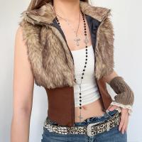 Polyester Vrouwen Vest Lappendeken Brown stuk