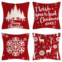 PP Cotton & Polyester Throw Pillow Covers without pillow inner & christmas design printed red PC