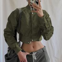 Polyester Damen Jacke, Patchwork, Solide, Armee grün,  Stück