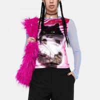 Polyester Vrouwen lange mouw T-shirt Afgedrukt Roze stuk