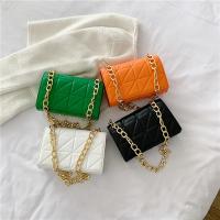 PU Leather Box Bag Shoulder Bag with chain plaid PC