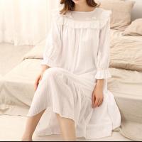 Cotton Sleep Dress & loose Solid white PC