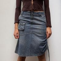 Coton Robe Jeans Patchwork Bleu pièce